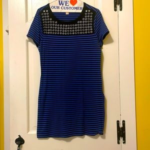 Adorable Michael Kors dress featuring silver grommet details at the neckline.